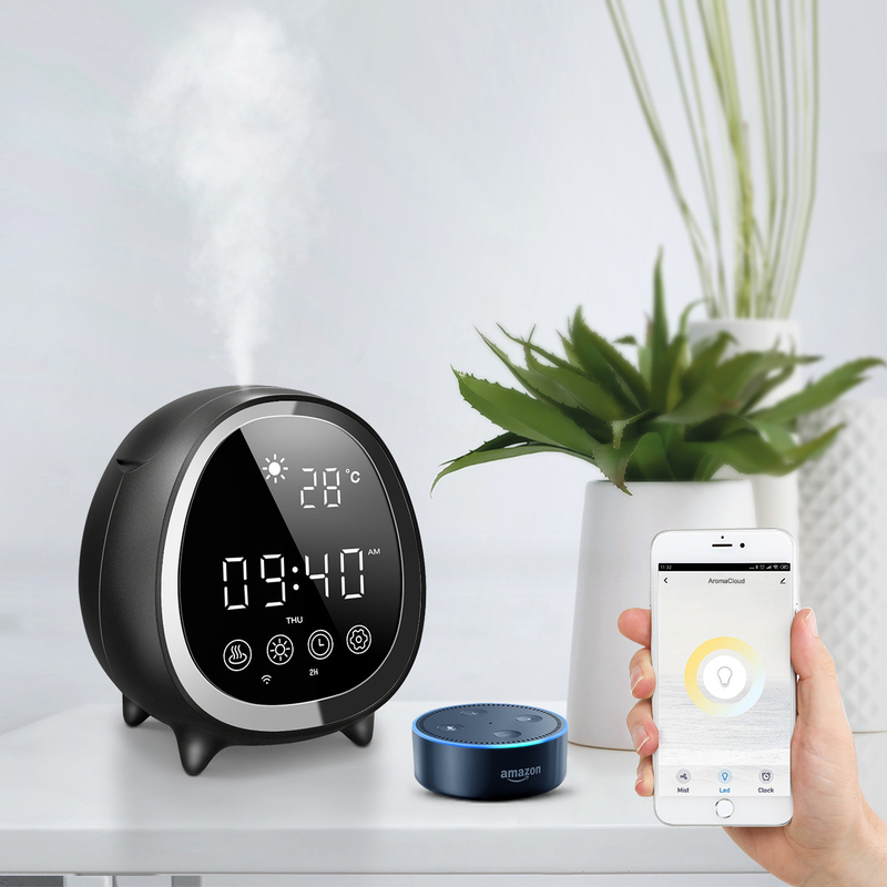 Smart Home Ultrasonic Cool Mist Aromaterapia Diffuser de aceite esencial con control táctil Reloj de tiempo
