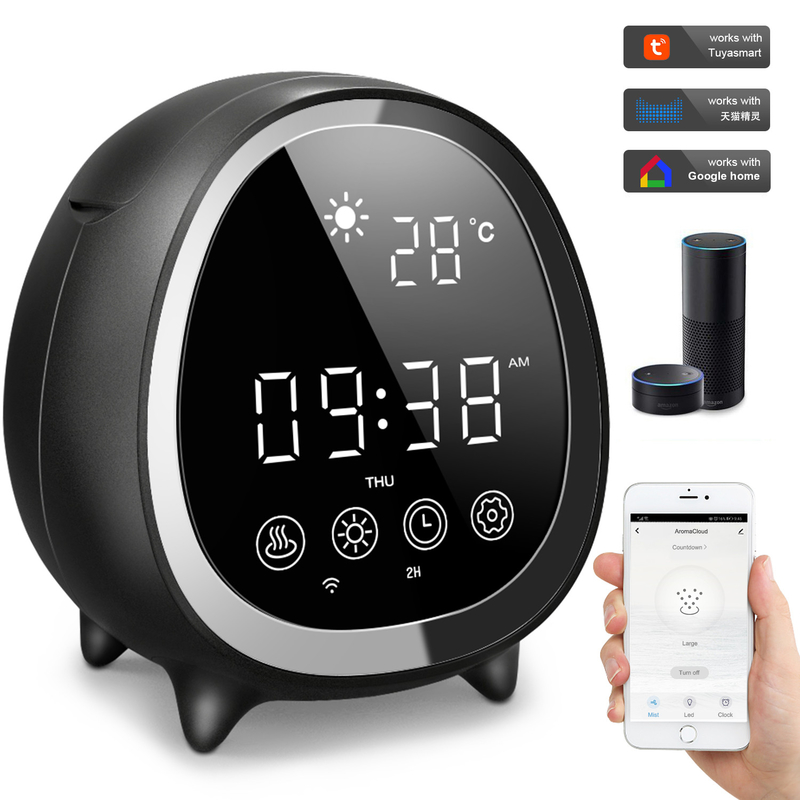 Smart Home Ultrasonic Cool Mist Aromaterapia Diffuser de aceite esencial con control táctil Reloj de tiempo