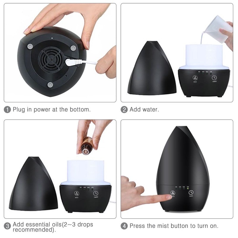 Home Humidificador de aire portátil ultrasónico Difusor de aceite esencial con luz nocturna para el dormitorio