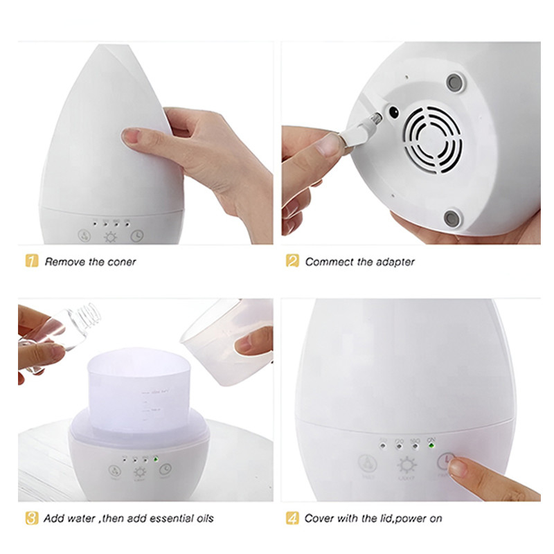 Home Humidificador de aire portátil ultrasónico Difusor de aceite esencial con luz nocturna para el dormitorio