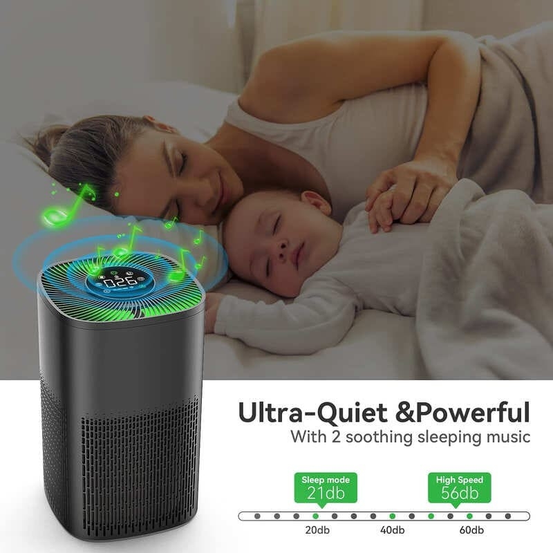 Purificador de aire inteligente con pantalla de PM2.5 y luz tricolor LED