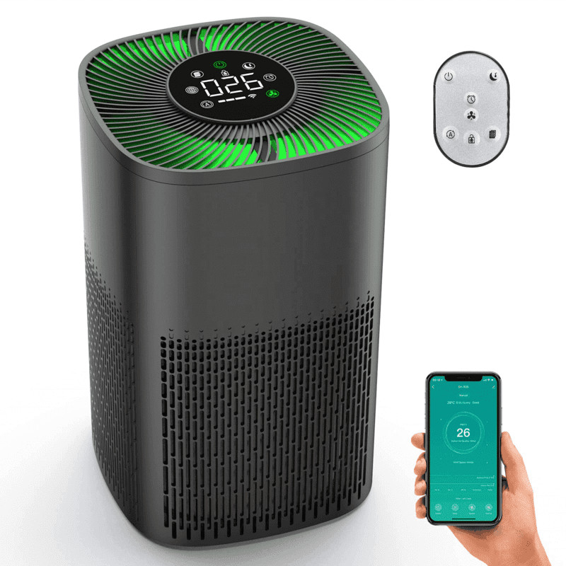 Purificador de aire inteligente con pantalla de PM2.5 y luz tricolor LED
