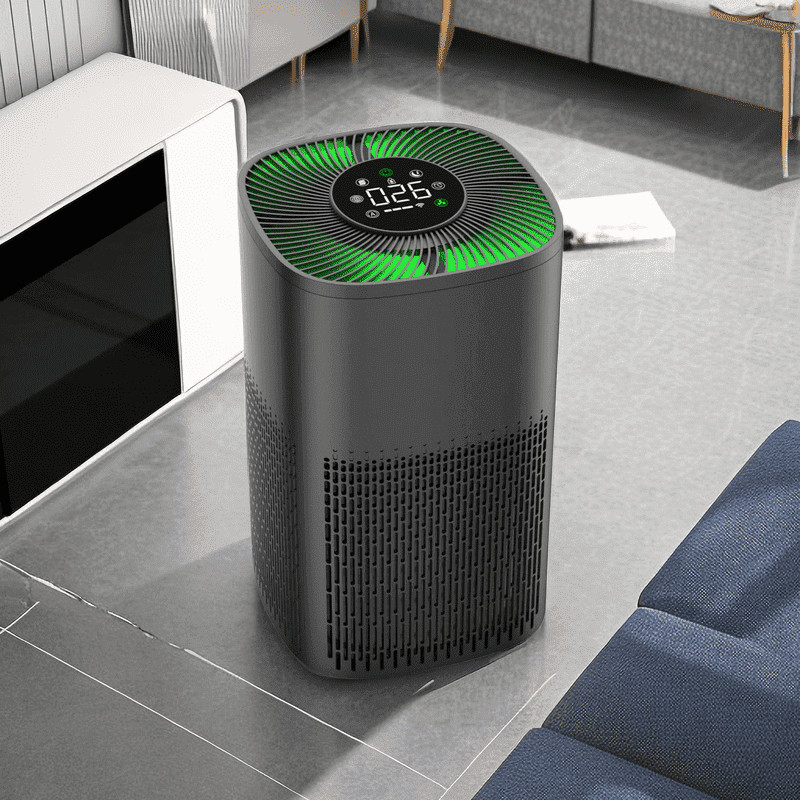 Purificador de aire inteligente con pantalla de PM2.5 y luz tricolor LED