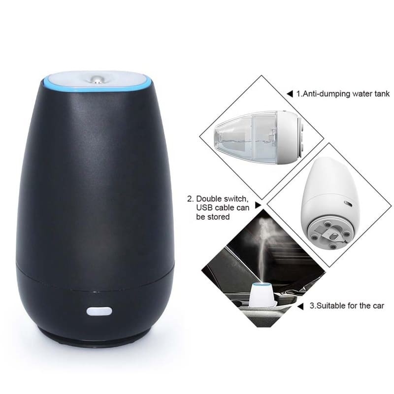 Diffusor de automóviles Humidificador de aromaterapia Diffusor de aceites esenciales USB Cool Mist Mini Diffuser portátil